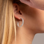 Load image into Gallery viewer, Desmos Orecchini Crystal Hoop in argento 00002116