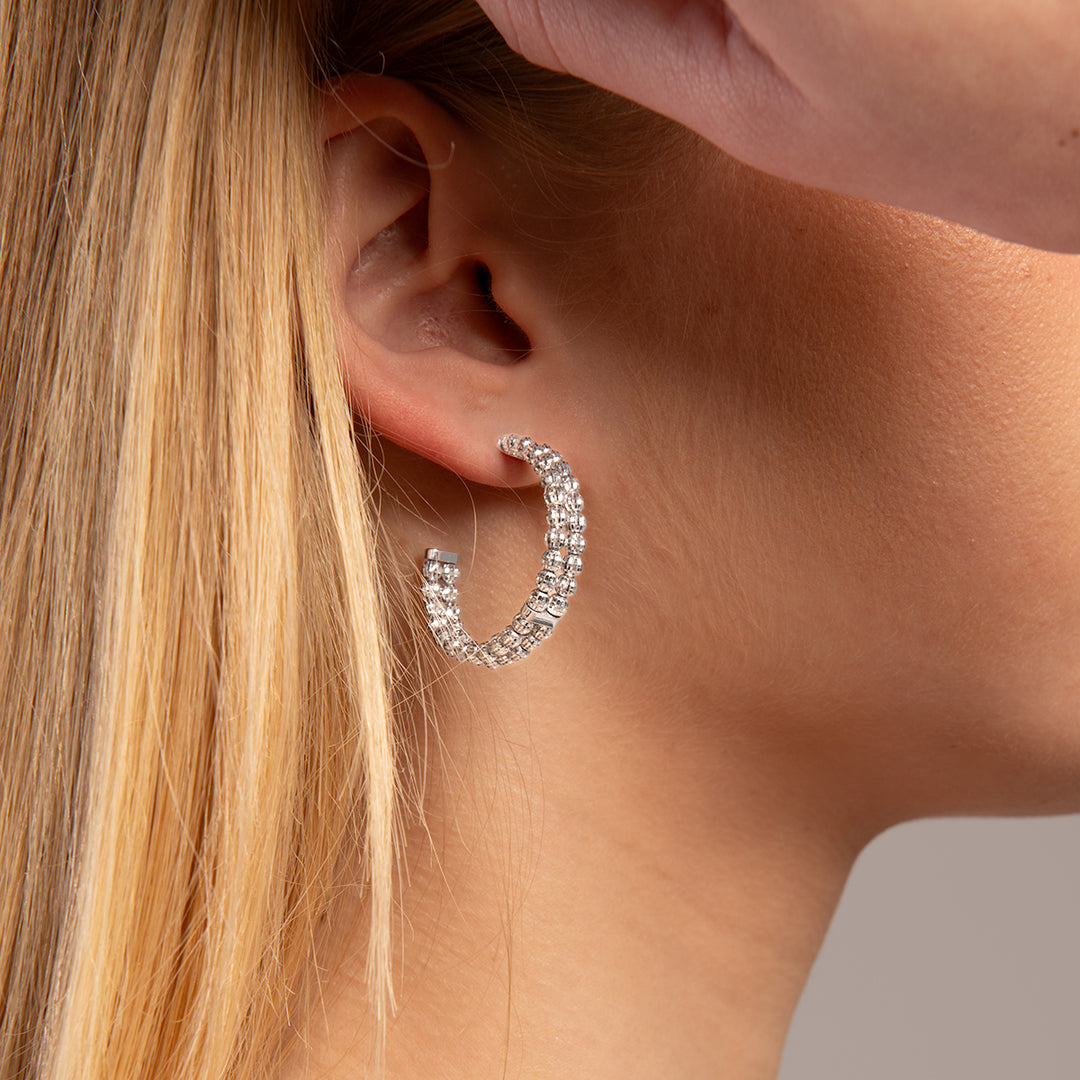 Desmos Orecchini Crystal Hoop in argento 00002116