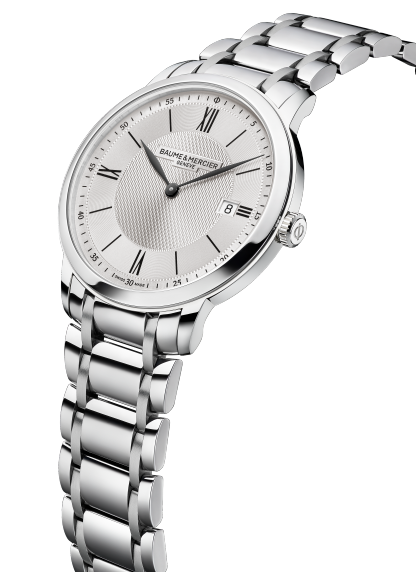 Baume & Mercier Classima 10883 - bracciale e cassa acciaio - quadrante argento con datario