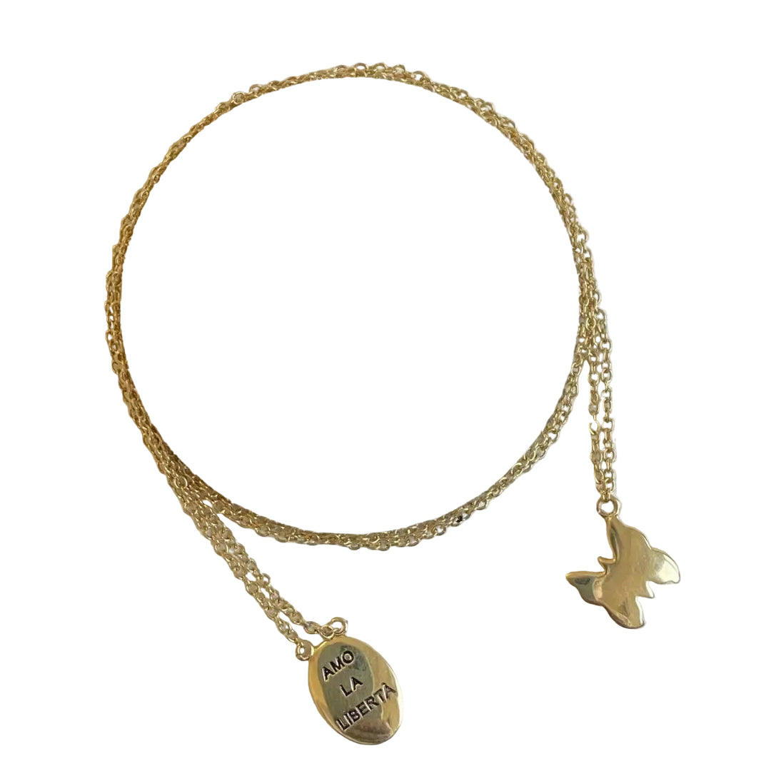 DoDo Collana together farfalla e piastrina in oro giallo DCFAGOG/0