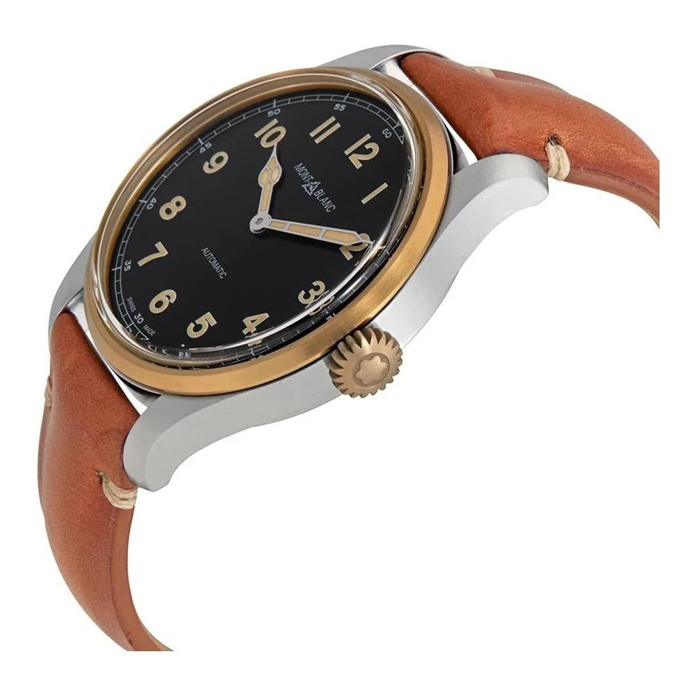 Montblanc 1858 Automatic 116241 - cinturino marrone - cassa acciaio - lunetta bronzo - quadrante nero