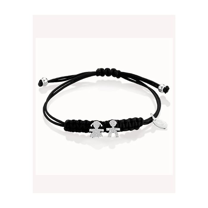 Bracciale in  Oro Bianco con Maschietto e Femminuccia