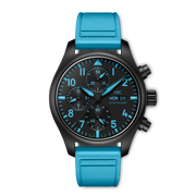 IWC Pilot’s Watch Chronograph 41 George Russell IW389411 - cinturino caucciù azzurro - cassa ceramica nera - quadrante nero con datario e cronografo