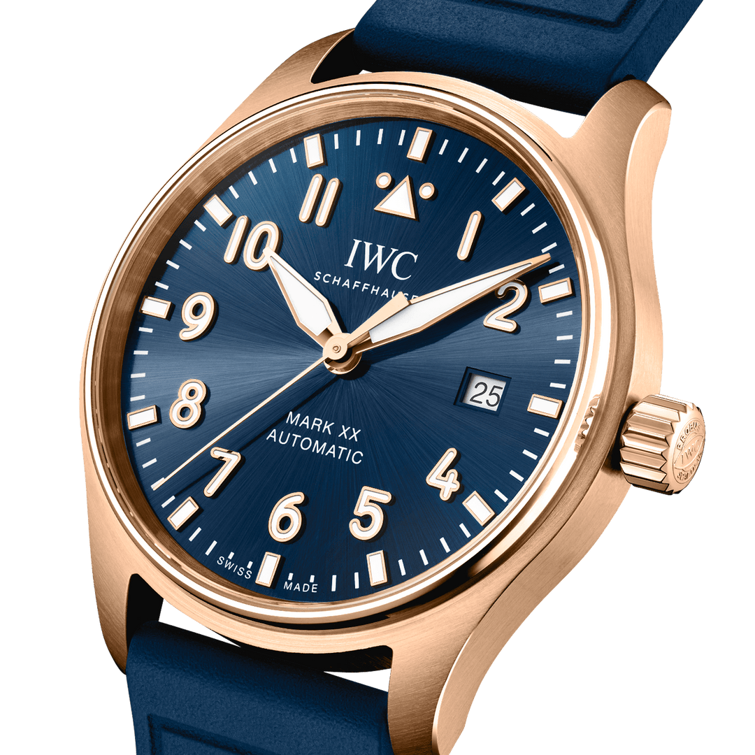 IWC Pilot’s Watch Mark XX Le Petit Prince IW328301 - cassa oro rosa 18kt - cinturino gomma blu - quadrante blu con datario