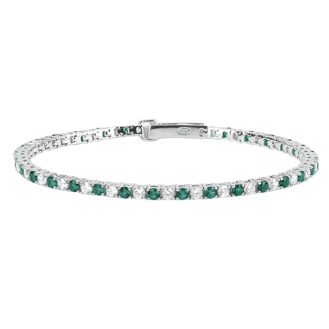 Mabina Bracciale tennis smeraldi sintetici e zirconi 533458-M