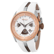 Breil Chrono Lady BW0428 - cassa acciaio dorato - cinturino in pelle bianco - quadrante bianco con cronografo e datario