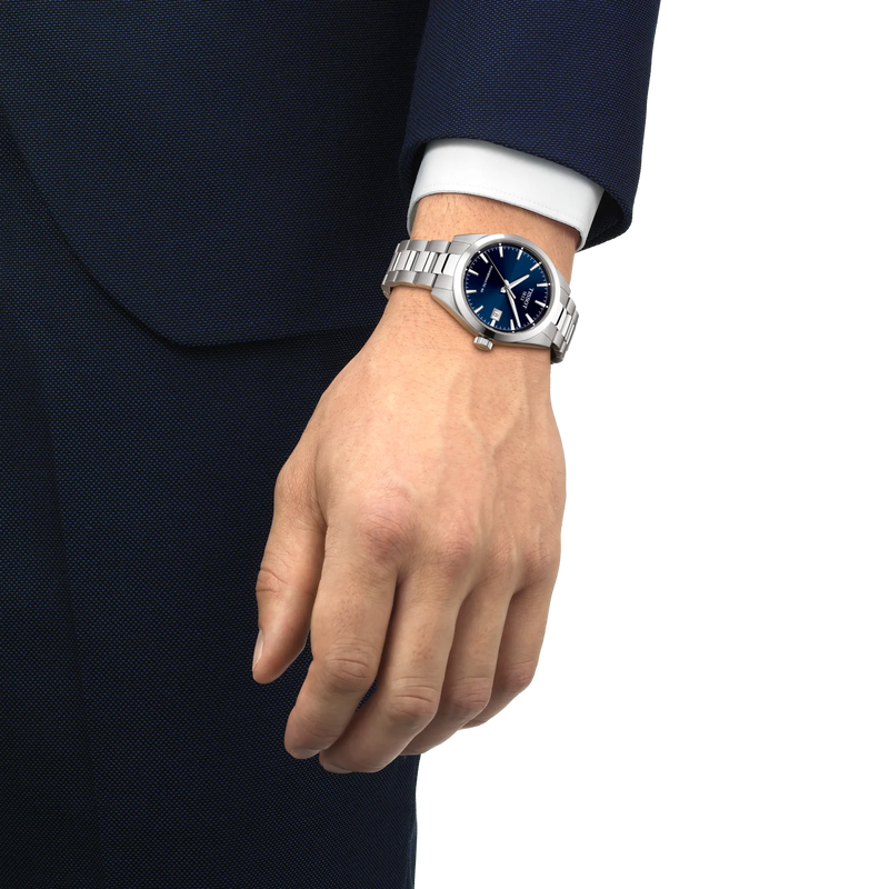 Tissot Gentleman 38mm T165.807.11.041.00 - bracciale e cassa acciaio - quadrante blu con datario