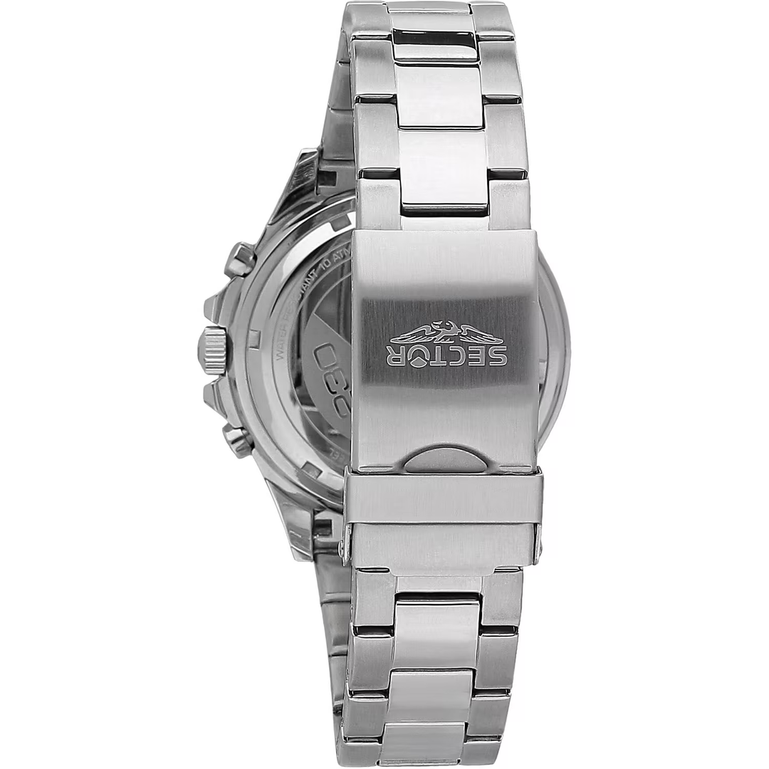 Sector 230 R3273661007 - bracciale e cassa acciaio - quadrante blu con cronografo e datario