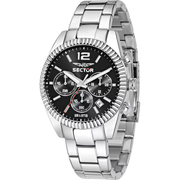 Sector 240 R3273676003 - bracciale e cassa acciaio - quadrante nero con cronografo e datario