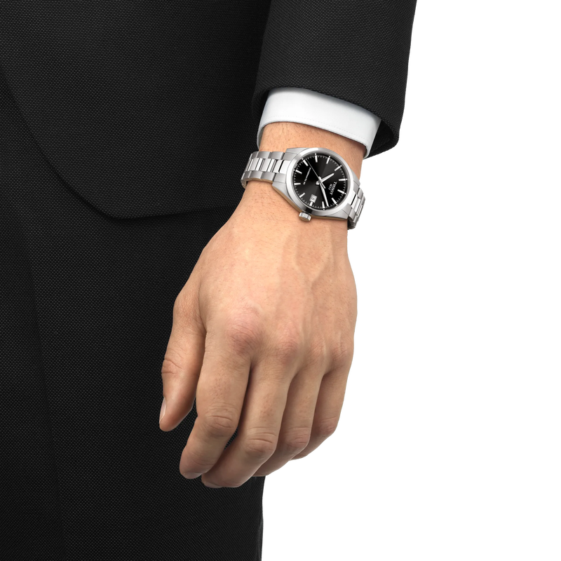 Tissot Gentleman 38mm T165.807.11.051.00 - bracciale e cassa acciaio - quadrante nero con datario