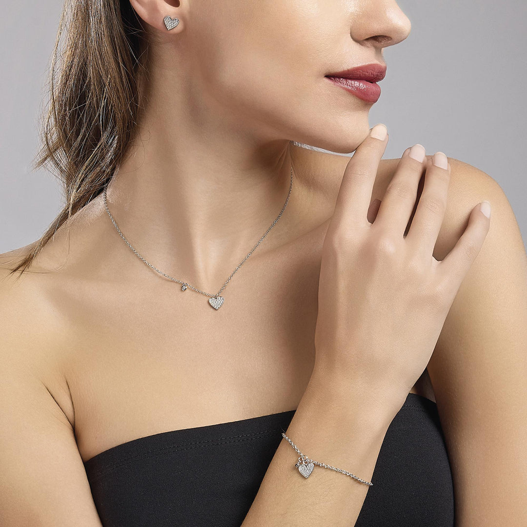 Mabina Girocollo argento con ciondolo cuore e zirconi 553286