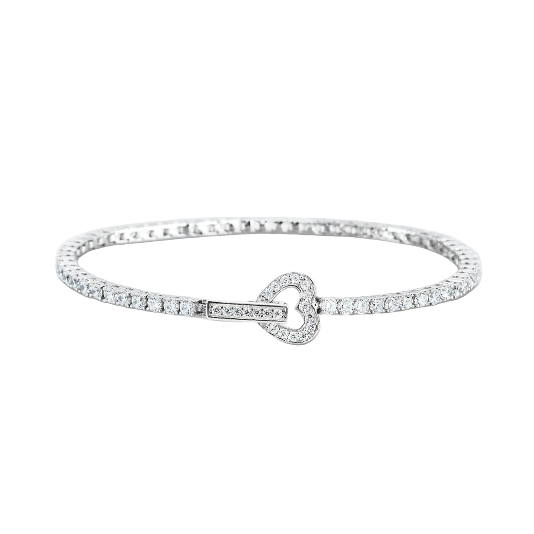 Bracciale tennis con zirconi e chiusura cuore