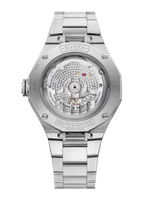 Load image into Gallery viewer, Baume &amp; Mercier Riviera 10715 M0A10715 - cassa e bracciale in acciaio - quadrante nero fumé trasparente - fondello con movimento a vista
