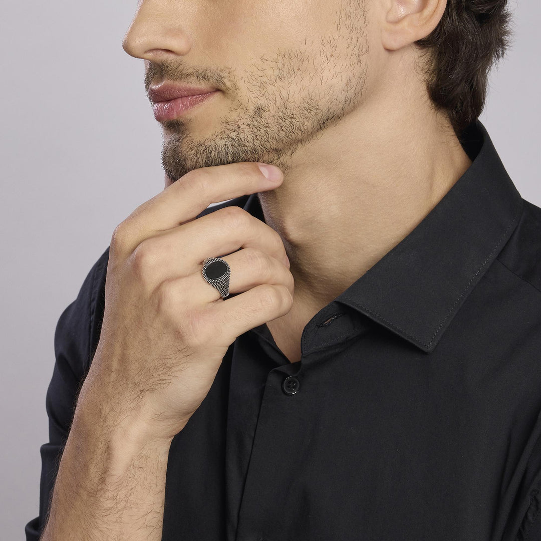 Mabina Anello chevalier con agata nera 523325