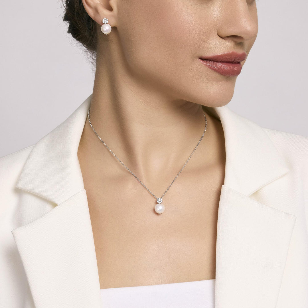 Mabina Girocollo in argento con perla coltivata e zirconi 553546