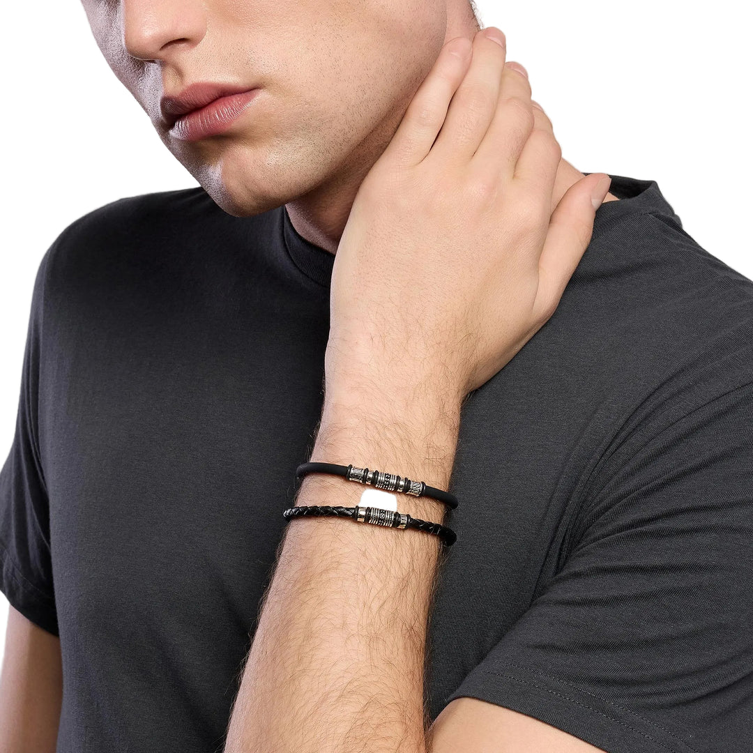 Mabina Bracciale in lab leather, acciaio e argento con zirconi 533710
