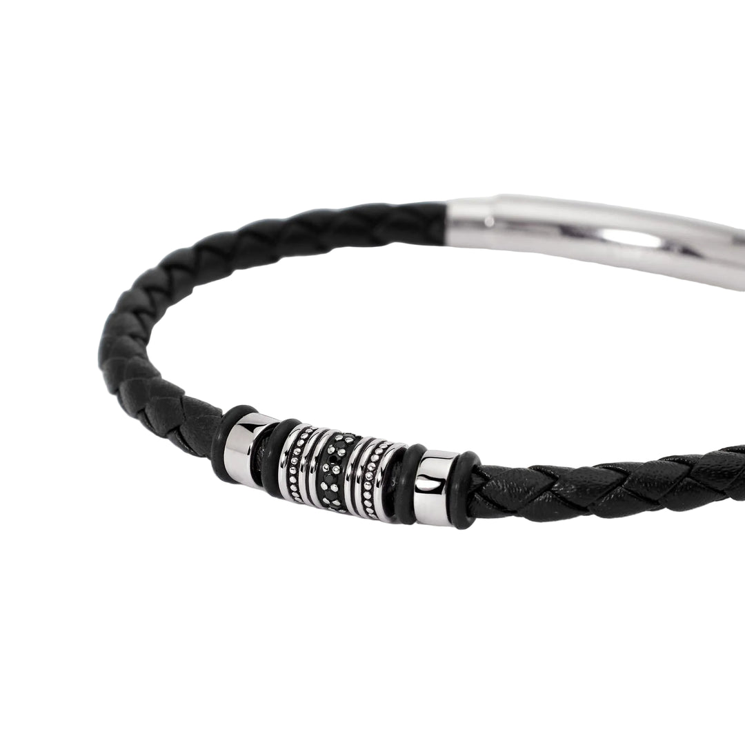 Mabina Bracciale in lab leather, acciaio e argento con zirconi 533710