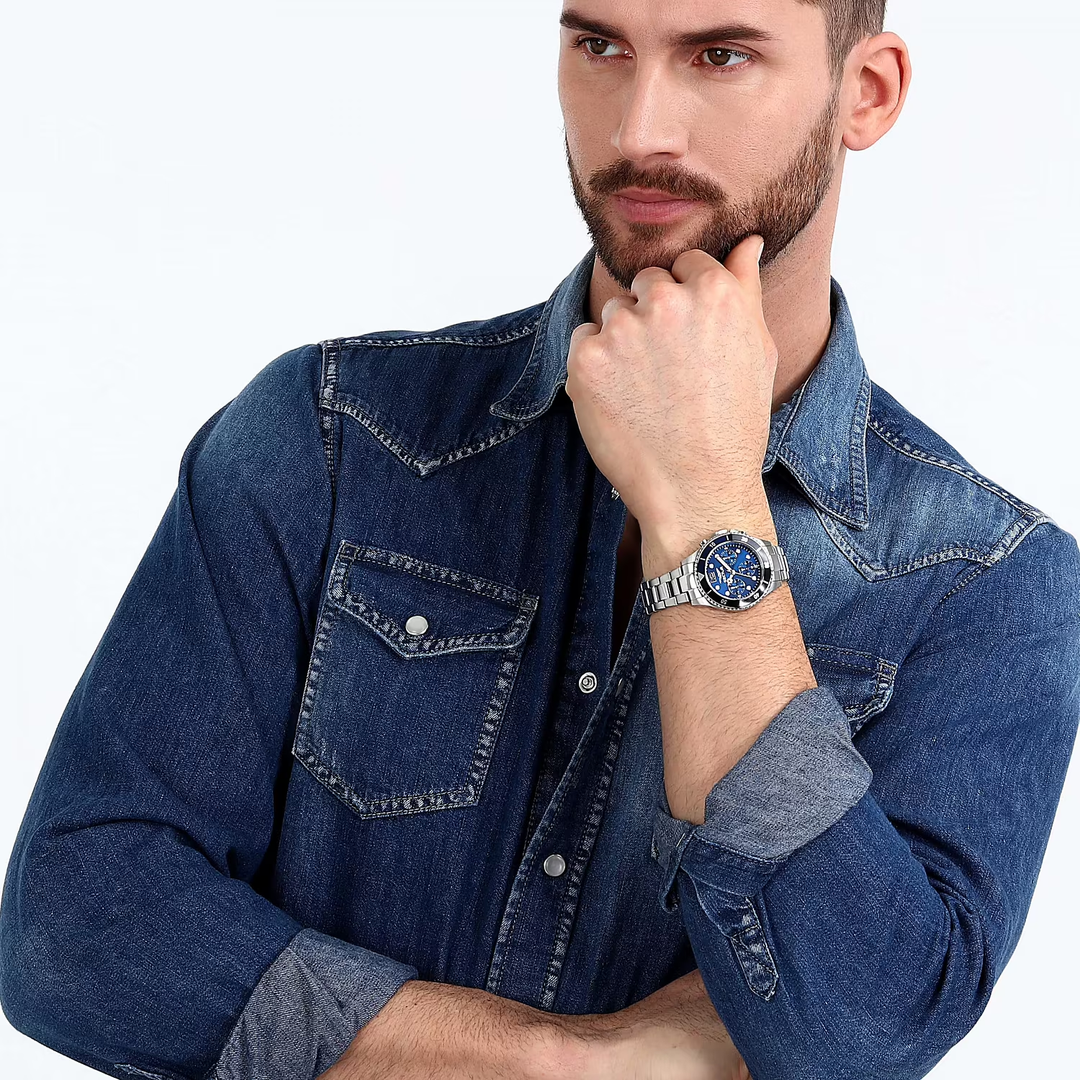 Sector 230 R3253161047 - cassa acciaio - bracciale metallo - quadrante blu e ghiera nera/blu - cronografo