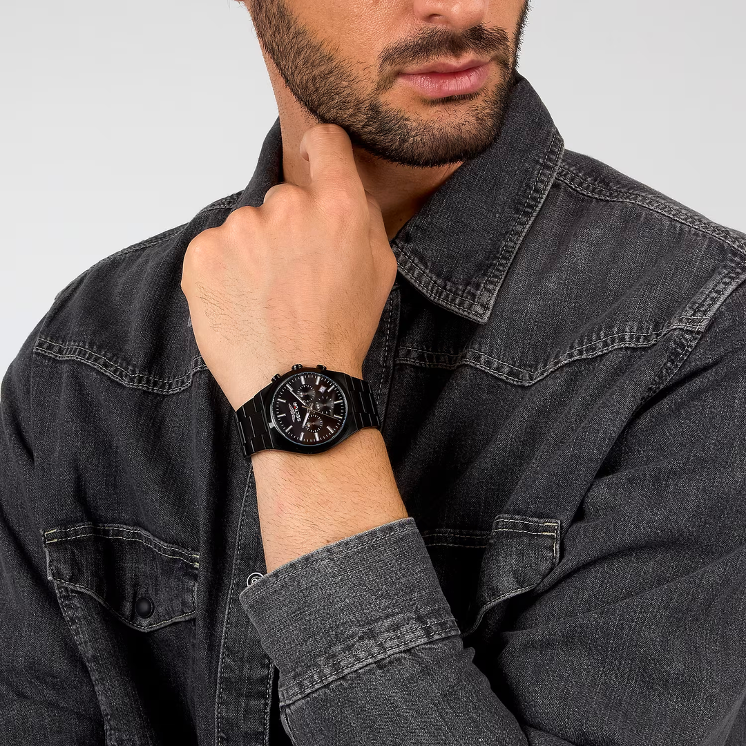 Sector C300 R3273301005 - cassa e bracciale acciaio nero - quadrante nero con cronografo e datario