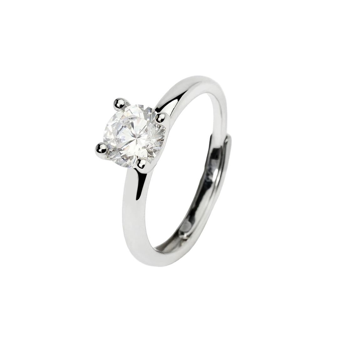 Mabina Anello solitario in argento rodiato con zircone 523397