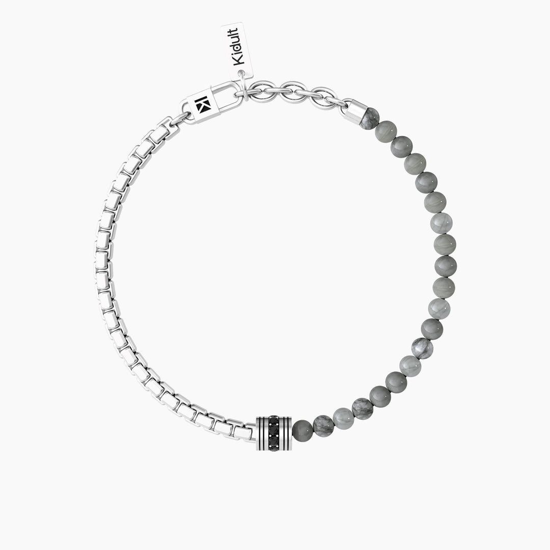 Bracciale uomo con catena e agata grigia