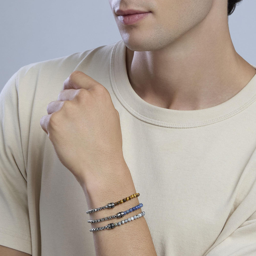 Bracciale uomo con catena e agata grigia