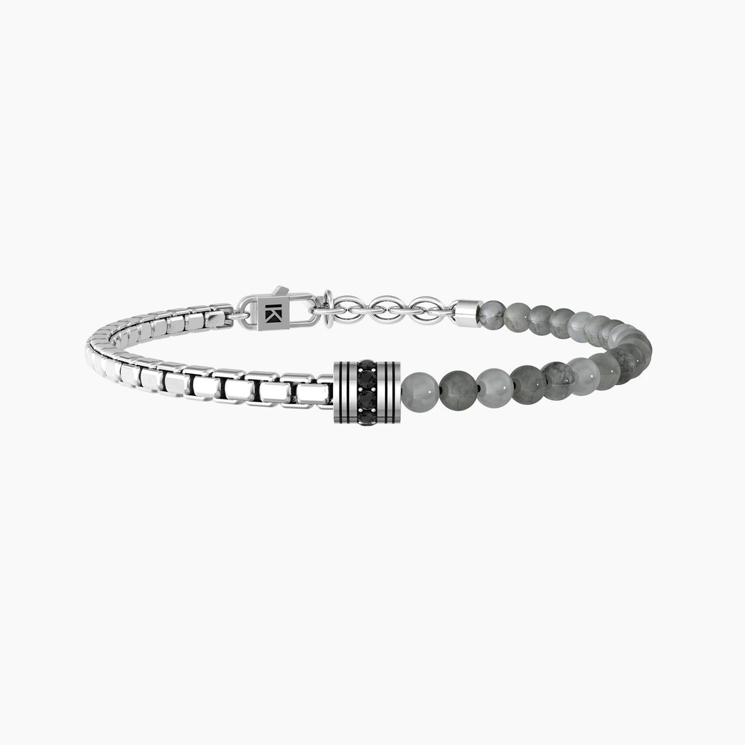 Bracciale uomo con catena e agata grigia
