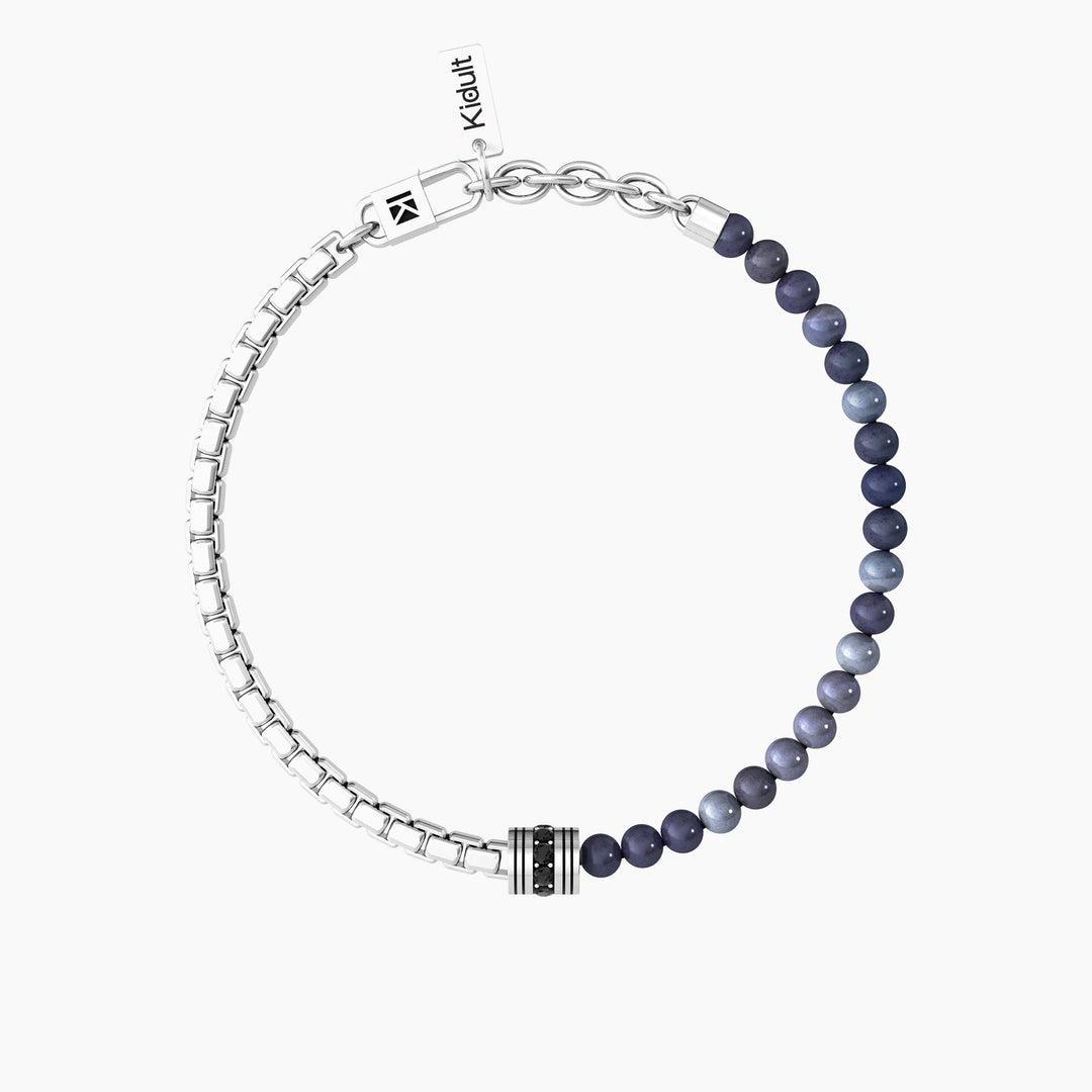 Bracciale uomo con catena e dumortierite blu