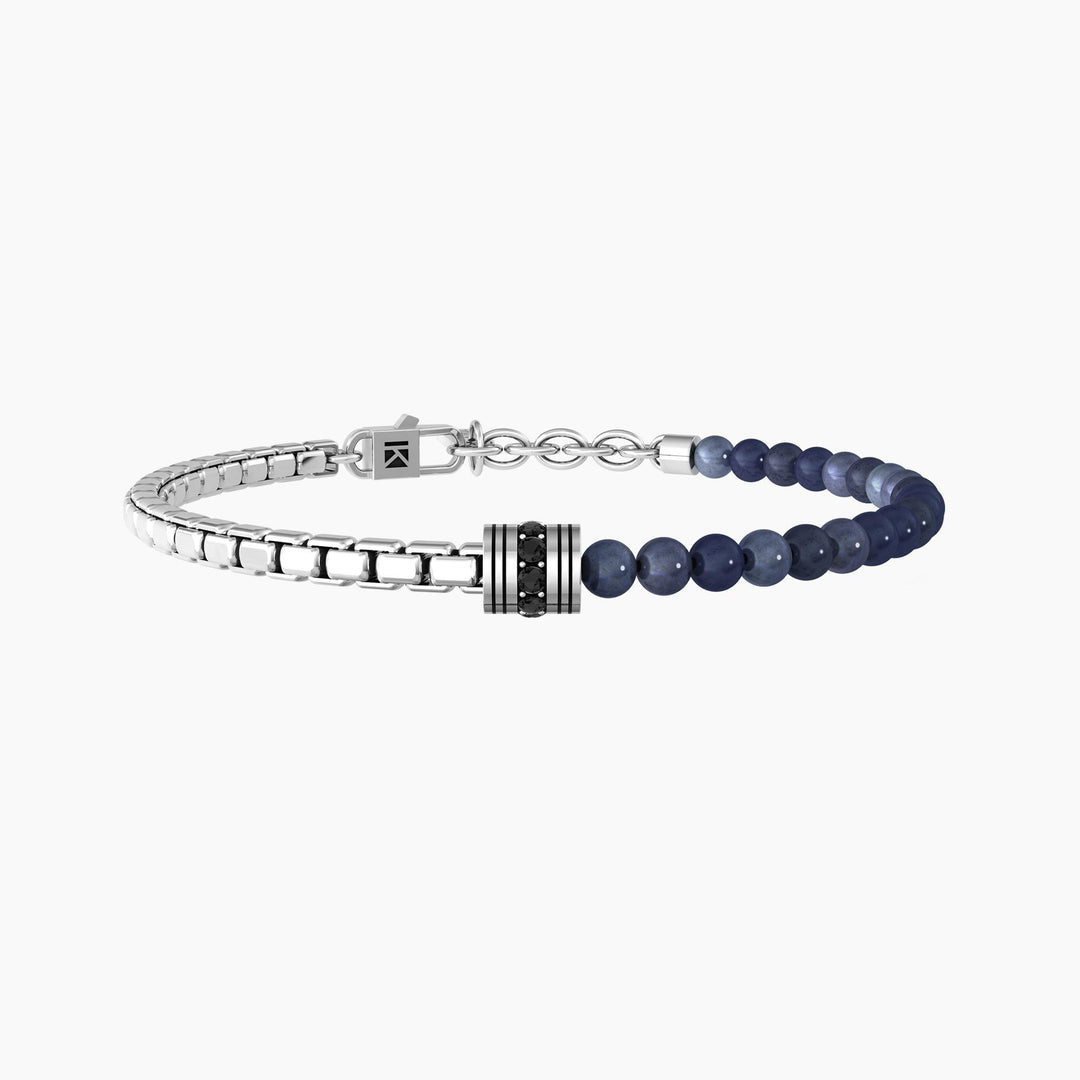 Bracciale uomo con catena e dumortierite blu