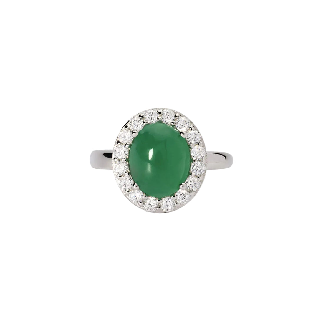 Anello con Agata Verde e Zirconi