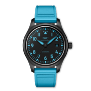 IWC Pilot's Watch Automatic 41 George Russell IW328107 - cinturino caucciù azzurro - cassa ceramica nera - quadrante nero con dettagli azzurri
