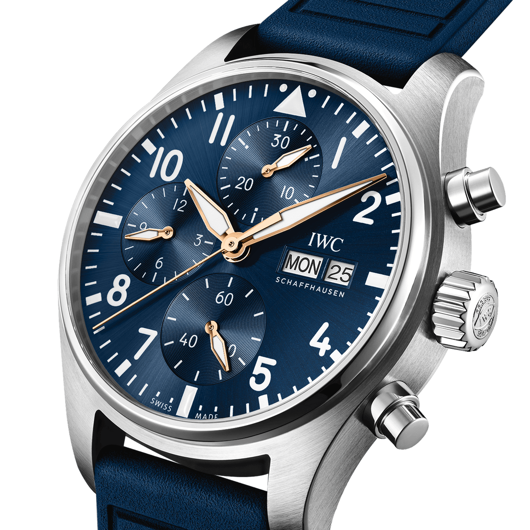 IWC Pilot’s Watch Chronograph 41 Le Petit Prince IW388120 - cassa acciaio - cinturino gomma blu - quadrante blu con cronografo e datario