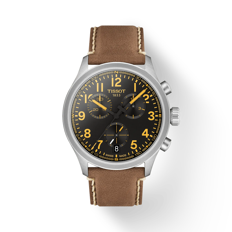 Tissot Chrono L 42mm T116.417.16.052.01 - cassa acciaio - cinturino pelle marrone - quadrante nero con cronografo e datario