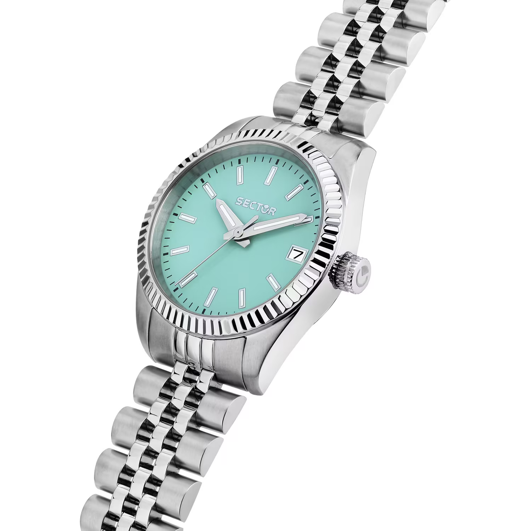 Sector 240 R3253240515 - bracciale e cassa acciaio - quadrante turchese con datario 