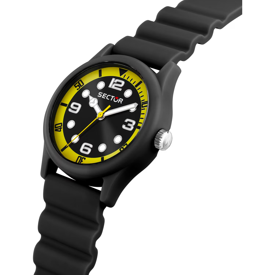 Sector H2O R3251318002 - cassa acciaio nero - cinturino plastica nero - quadrante nero/giallo