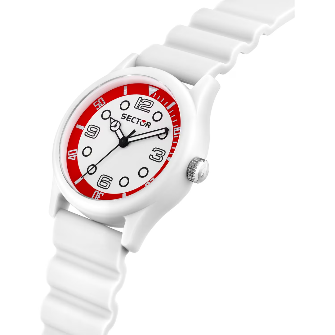 Sector H2O R3251318005 - cassa acciaio bianca - cinturino plastica bianca - quadrante bianco/rosso