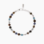 Load image into Gallery viewer, Bracciale uomo con agata nera e pietre
