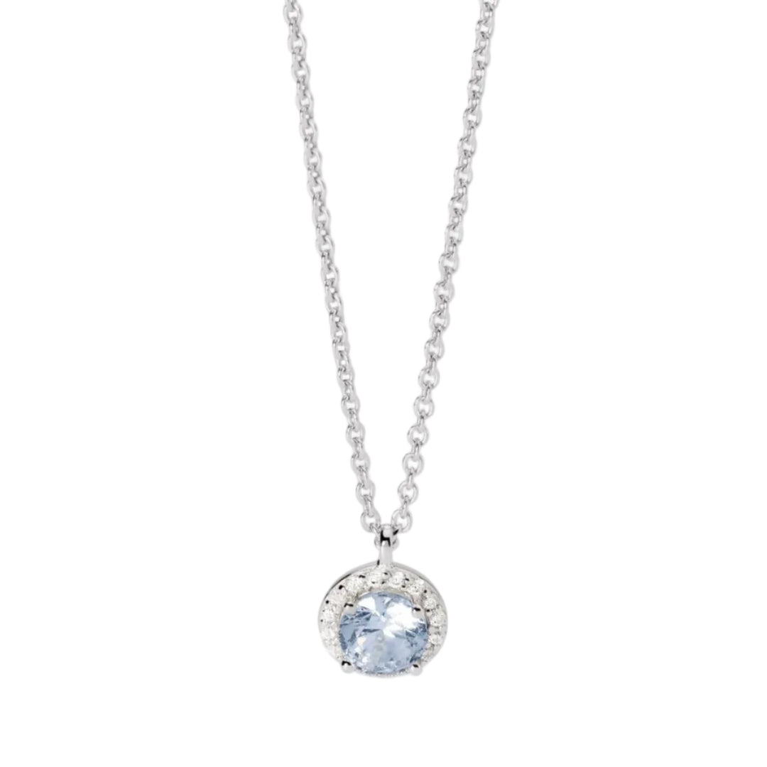 Mabina Girocollo argento con acquamarina sintetica e zirconi 553714