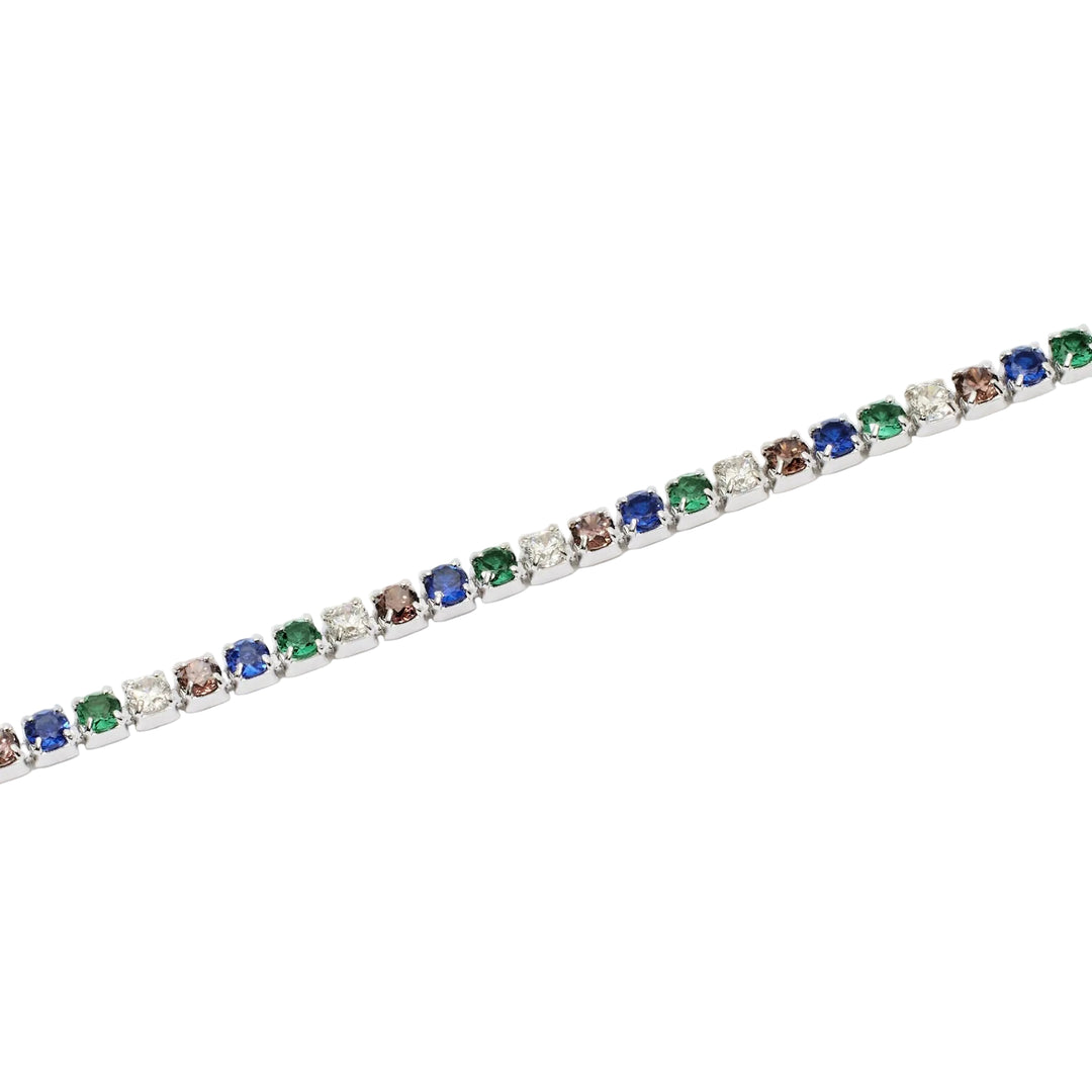 Mabina Bracciale tennis sottile con smeraldi e zaffiri sintetici 533859