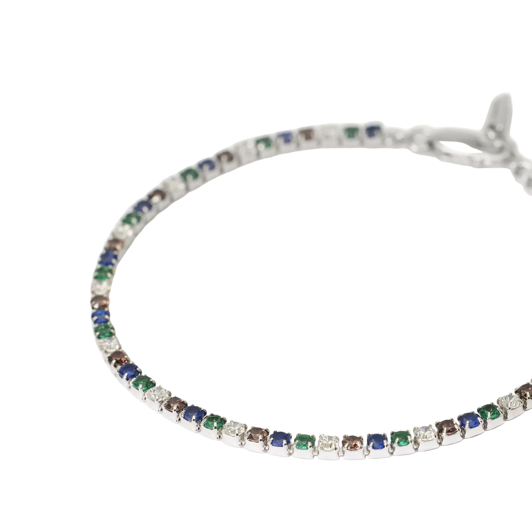 Mabina Bracciale tennis sottile con smeraldi e zaffiri sintetici 533859