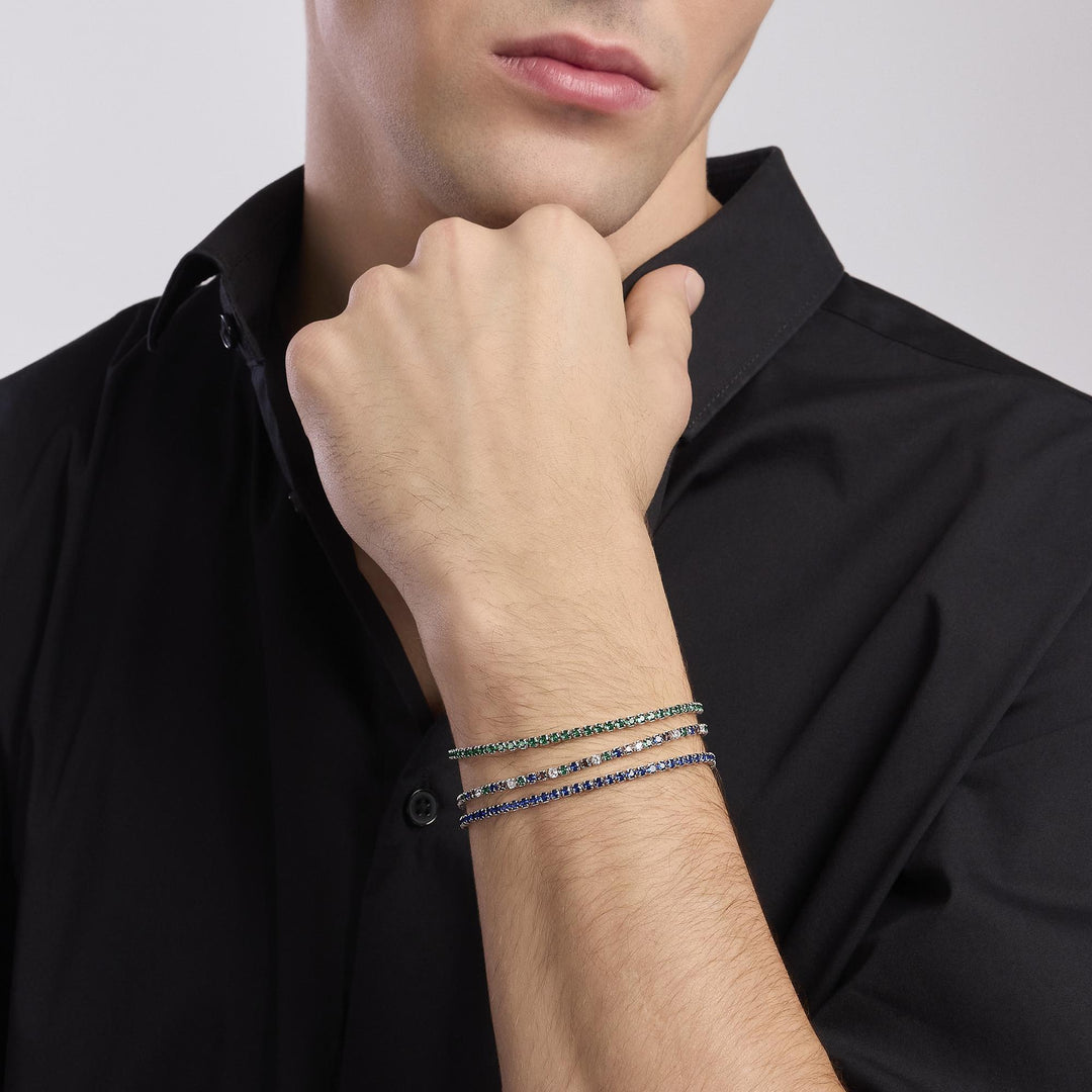 Mabina Bracciale tennis sottile con smeraldi e zaffiri sintetici 533859