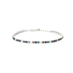 Load image into Gallery viewer, Mabina Bracciale tennis sottile con smeraldi e zaffiri sintetici 533859