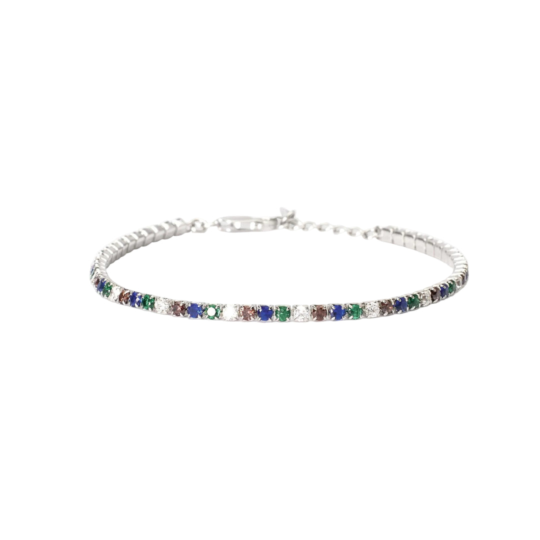 Mabina Bracciale tennis sottile con smeraldi e zaffiri sintetici 533859