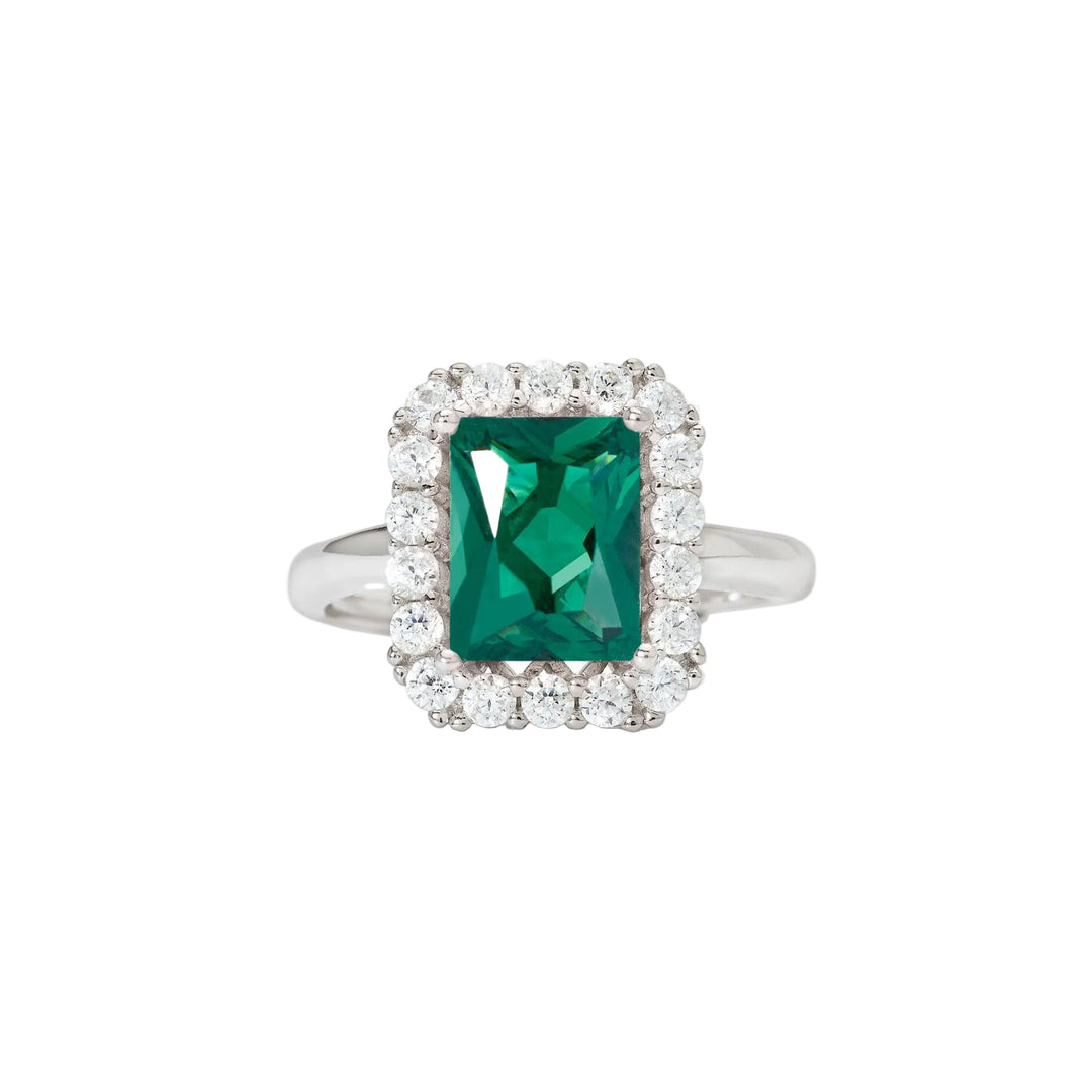 Mabina Anello in argento con smeraldo sintetico e zirconi 523433