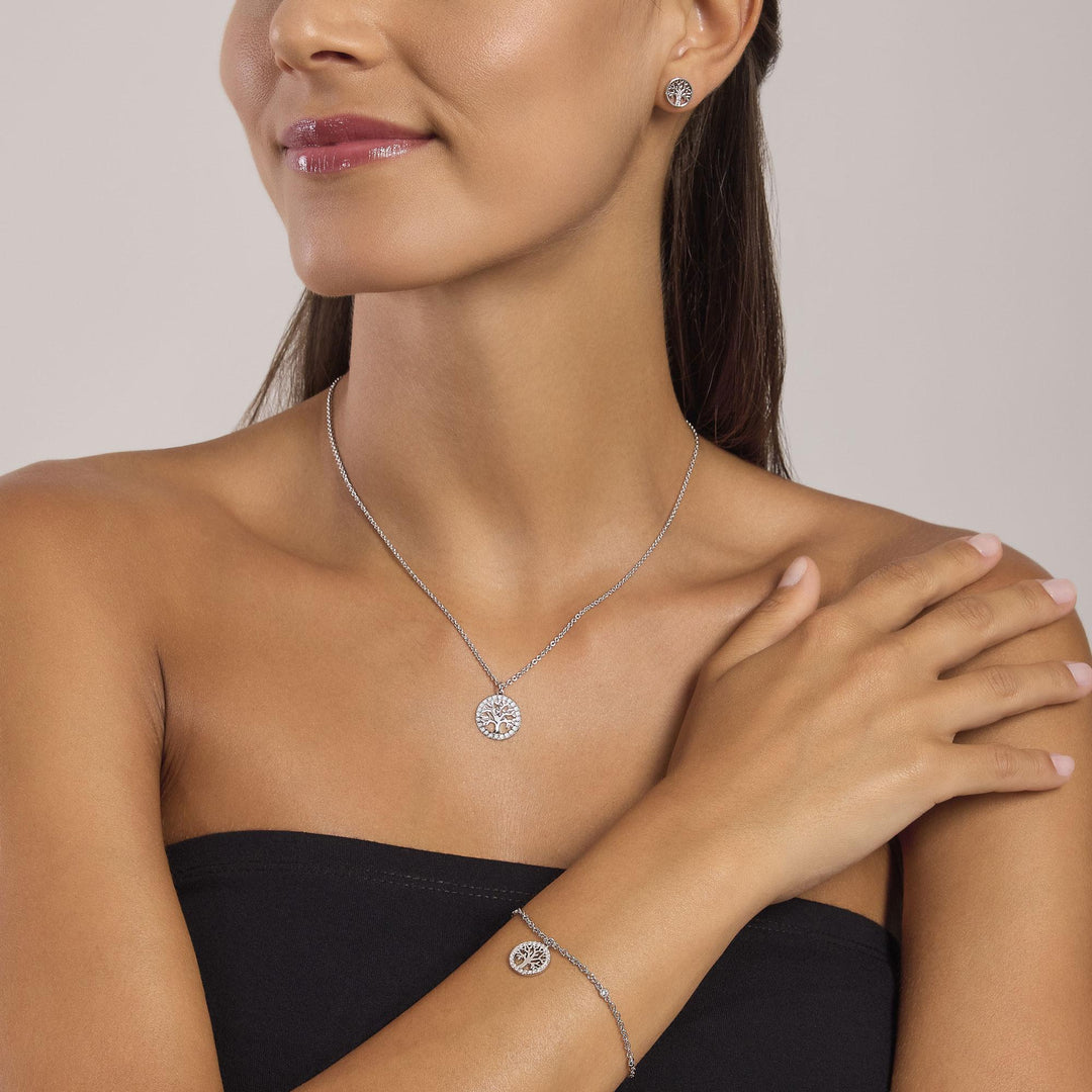 Mabina Girocollo in argento con albero della vita e zirconi 553731