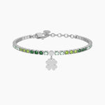 Load image into Gallery viewer, Bracciale tennis verde con quadrifoglio
