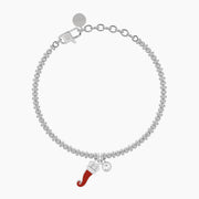 Bracciale sfere con cornetto portafortuna