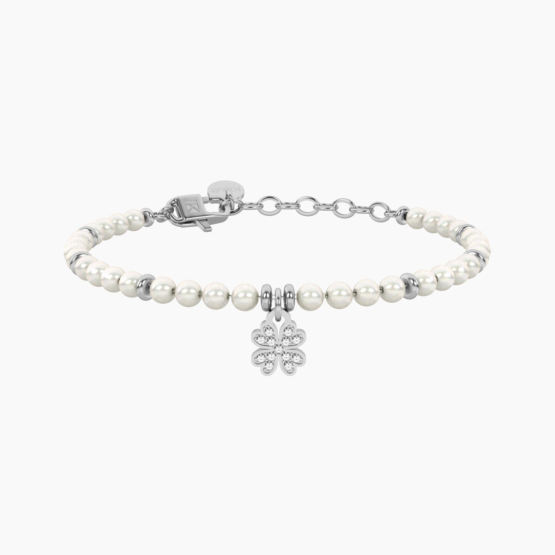 Bracciale con perle e quadrifoglio