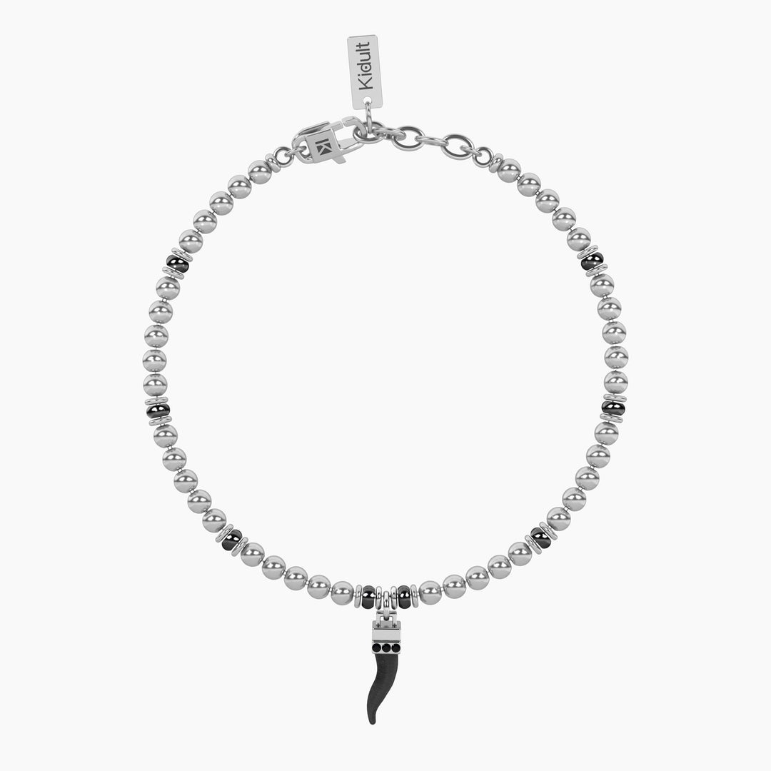 Bracciale uomo sfere con cornetto portafortuna