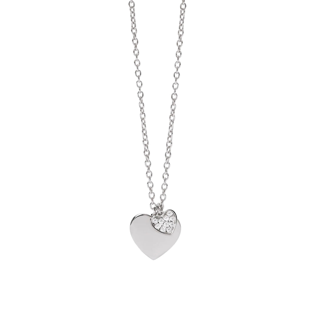 Mabina Girocollo in argento con doppio cuore e zirconi 553506